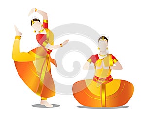 Indian women performing bharatnatyam dance photo