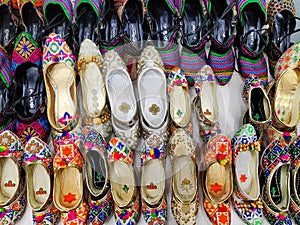 Indian women's, men's handmade genuine leather shoes.