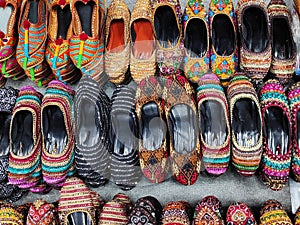 Indian women's, men's handmade genuine leather shoes.