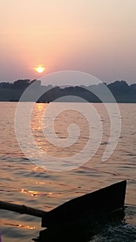Indian Yamuna River during sunset time