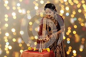 Indian young lady wearing ethnic wear on festive occasion