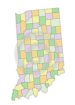 Indiana - detailed editable political map.