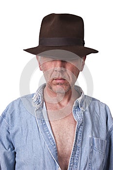 Indiana Jones Look Man with Fedora Hat photo