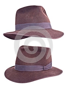 Indiana Jones Style Felt Fedora Hat Isolated