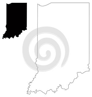 Indiana map - state in the midwestern region of the United States