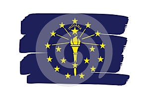 Indiana State Flag with colored hand drawn lines in Vector Format