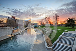 Indiana State Museum at sunset