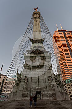 Indiana State Soldiers and Sailors Monument at dusk, Indianapolis