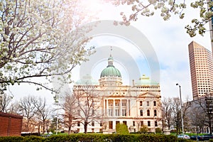 Indiana Statehouse in spring, Indianapolis, USA