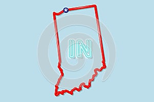 Indiana US state bold outline map. Vector illustration