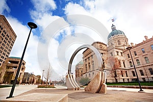 Indianapolis Bicentennial Plaza and Statehouse photo