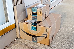 Indianapolis - Circa February 2018: Amazon Prime Parcel Package. Amazon.com is a premier online retailer I