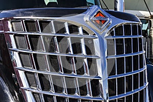 Indianapolis - Circa February 2017: Front End and Grille of a Navistar International Semi Tractor Trailer Truck I