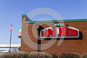 Indianapolis - Circa February 2017: Papa John`s Take-Out Pizza Restaurant III