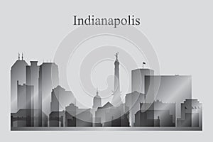 Indianapolis city skyline silhouette in grayscale