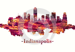 Indianapolis Indiana skyline in red