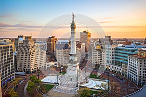 Indianapolis, Indiana, USA skyline over Monument Circle