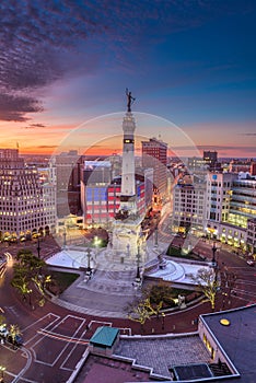 Indianapolis, Indiana, USA skyline over Monument Circle