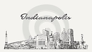 Indianapolis skyline Indiana USA hand drawn sketch