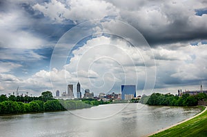 Indianapolis skyline. Panoramic image of Indianapolis skyline at