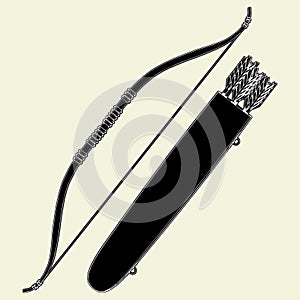 Indians Bow Arrow and Arrow Holder Vector 01