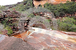 Indians over rapids on Auantepui, Venezuela