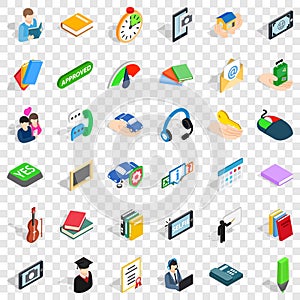 Indicator icons set, isometric style