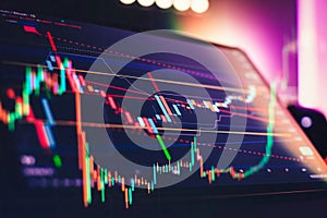 indicators including volume analysis for professional technical analysis on the monitor of a computer.