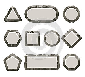 Indie game grey rock button set