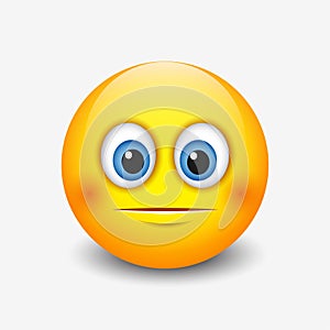 Indifferent cute emoticon, smiley, emoji - vector illustration