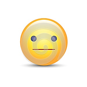 Indifferent emoji cartoon icon. Expressionless emoticon face. Neutral smiley mood.