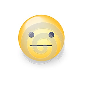 Indifferent emoji cartoon icon. Expressionless emoticon face. Neutral smiley mood. photo