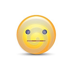 Indifferent emoji cartoon icon. Expressionless emoticon face. Neutral smiley mood. photo