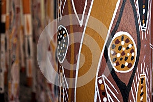 Indigenous Australian art Dot painting on Didgeridoo