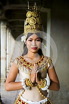 Indigenous Cambodian Female Dancer Greeting