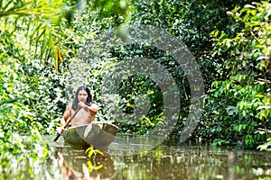 Indigenous Canoe Transportation Amazon