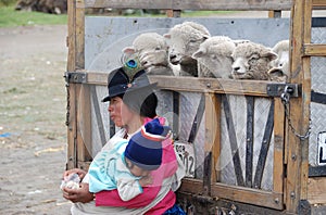 Indigenous Ecuadorian mother and baby