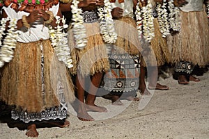 Indigenous Fijian people sing and dance in Fiji