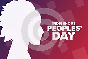 Indigenous Peoples Day. Holiday concept. Template for background, banner, card, poster with text inscription. Vector