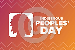 Indigenous Peoples Day. Holiday concept. Template for background, banner, card, poster with text inscription. Vector