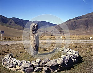Indigenous statue in Argentina. Archaeological Reserve Menhires photo