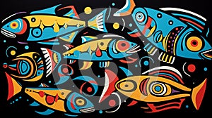 Indigenous style painting of fish