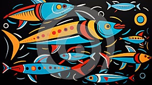 Indigenous style painting of fish