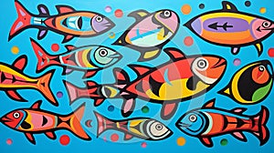 Indigenous style painting of fish