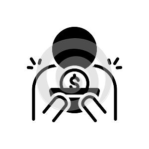 Black solid icon for Indigent, beggarly and penniless