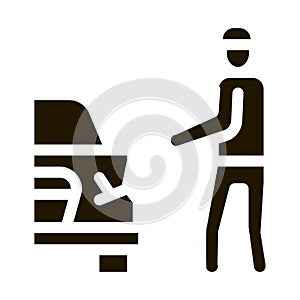 indignant driver of broken car bumper icon Vector Glyph Illustration