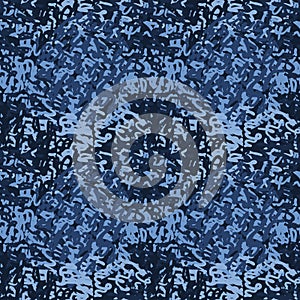 Indigo blue doodle confetti seamless pattern. Sketchy dotty sprinkles vector background. Modern dark navy wallpaper