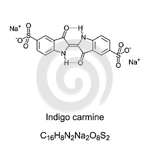 Indigo carmine, food colorant and ph indicator, chemical structure