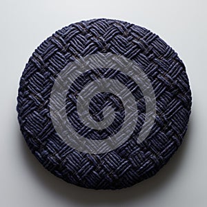 Indigo-coated Round Blue Beret With 3d Tweed Pattern