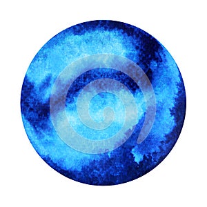 Indigo color of chakra symbol third eye concept, watercolor painting